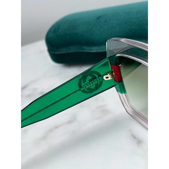 NEW Gucci GG0178S Clear Striped Oversized Square Sunglasses - Picture 7 of 8